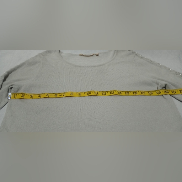 Soft Surroundings Cordillera Dove Gray Pearl Braided Sweater Size Medium - Picture 3 of 9